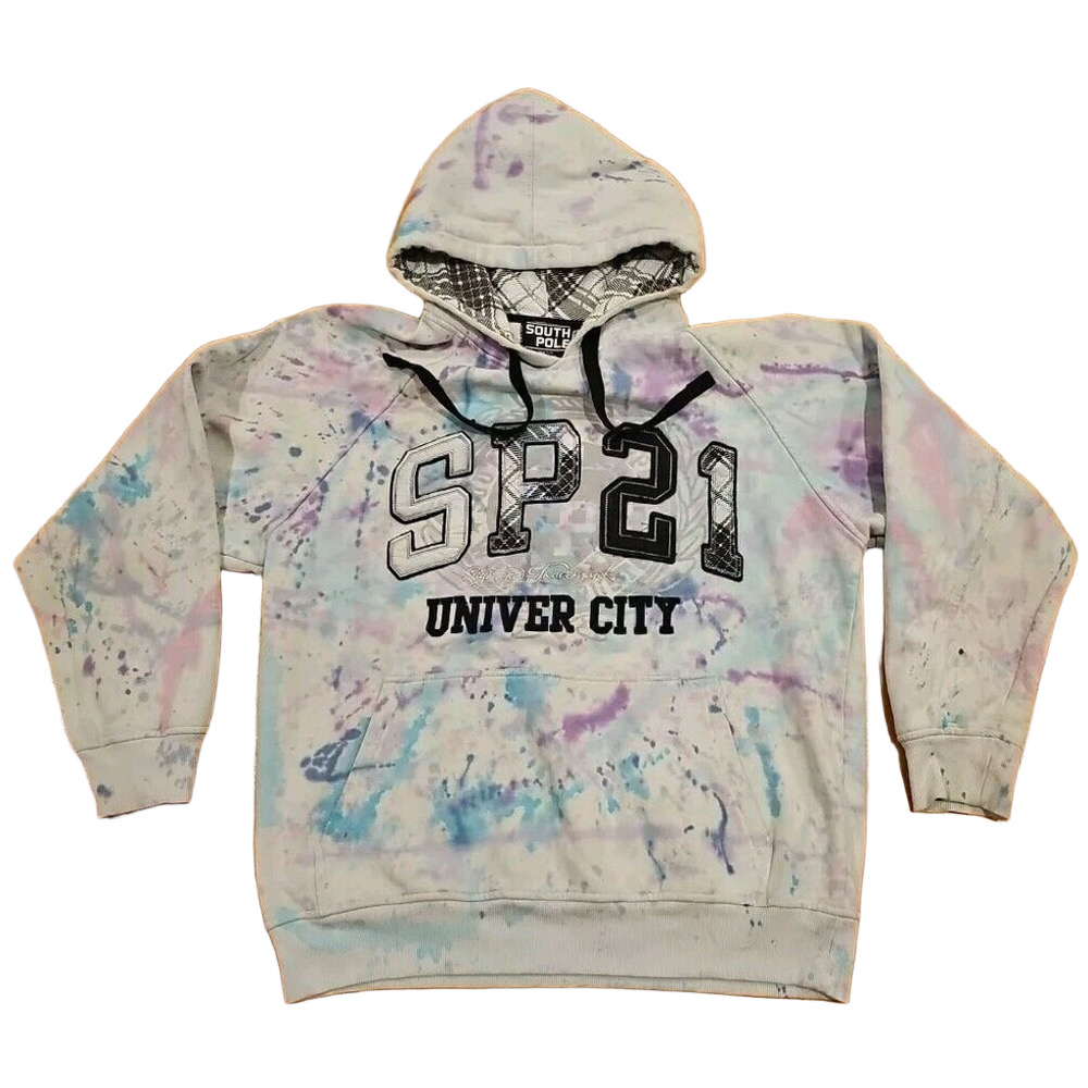Y2K South Pole 21 VINTAGE 90'S HOODIE M HEAVYWEIGHT UNIVER CITY TIE DYE